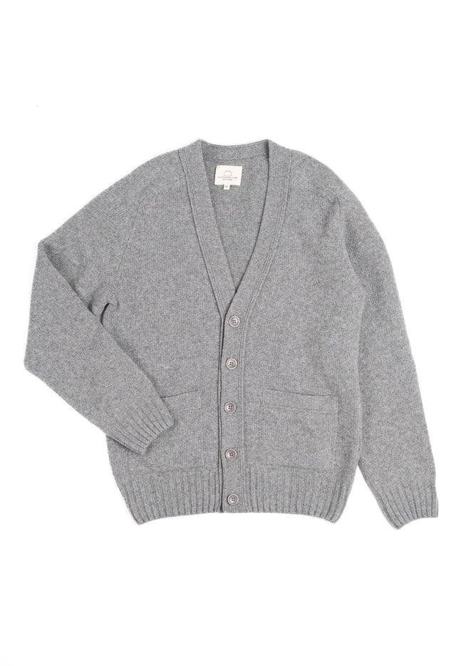 LAMBSWOOL 5 BUTTON CARDIGAN GREY