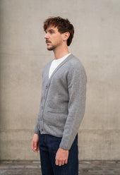 LAMBSWOOL 5 BUTTON CARDIGAN GREY