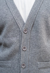 LAMBSWOOL 5 BUTTON CARDIGAN GREY