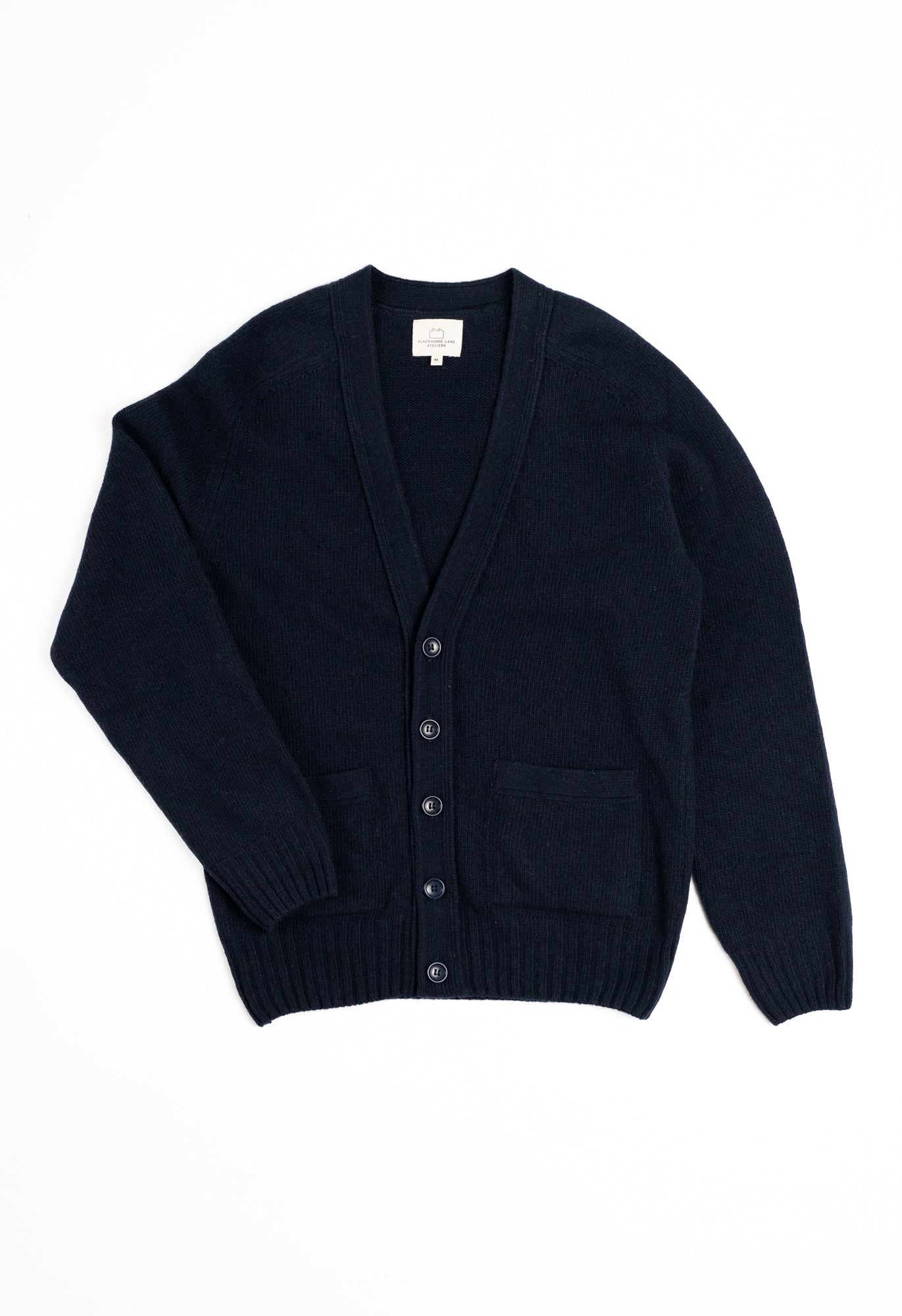 LAMBSWOOL 5 BUTTON CARDIGAN NAVY