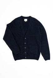 LAMBSWOOL 5 BUTTON CARDIGAN NAVY