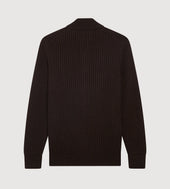 Cardigan zippé à col cheminée en laine et cachemire