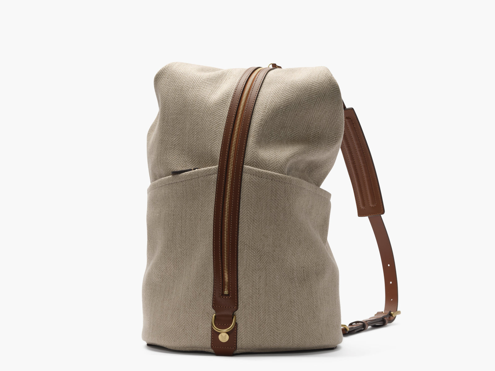 M S Carpet Bag Grand Herringbone Cuoio