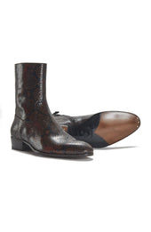 Cash Black Snakeskin Printed Leather Boots