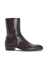 Cash Black Snakeskin Printed Leather Boots