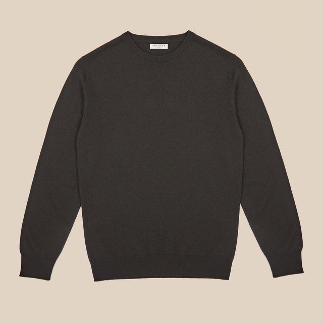 Cashmere crew neck in dark olive