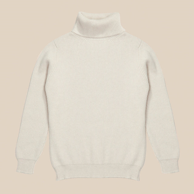Cashmere ribbed submariner rollneck in ecru