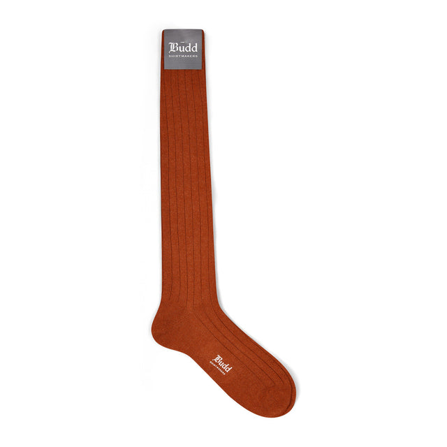 Cashmere Long Socks in Burnt Orange