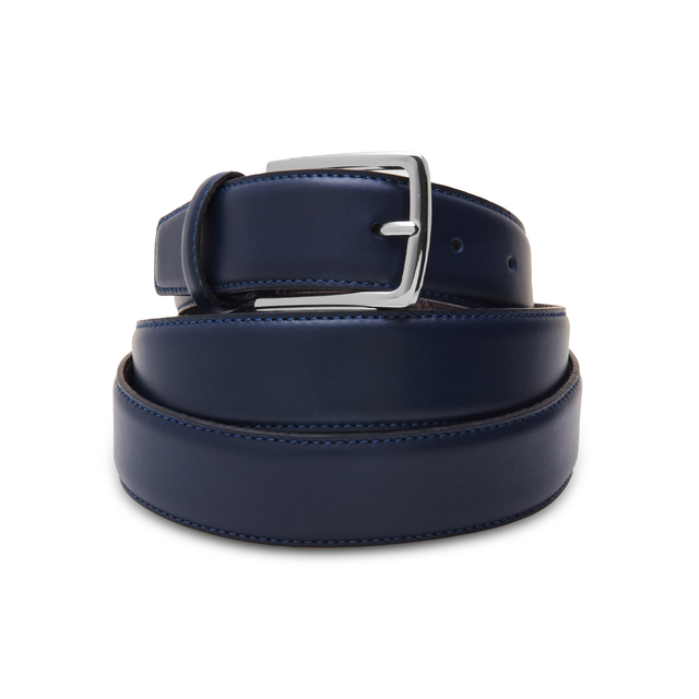 Marine - Boucle argentée - Cuir de veau