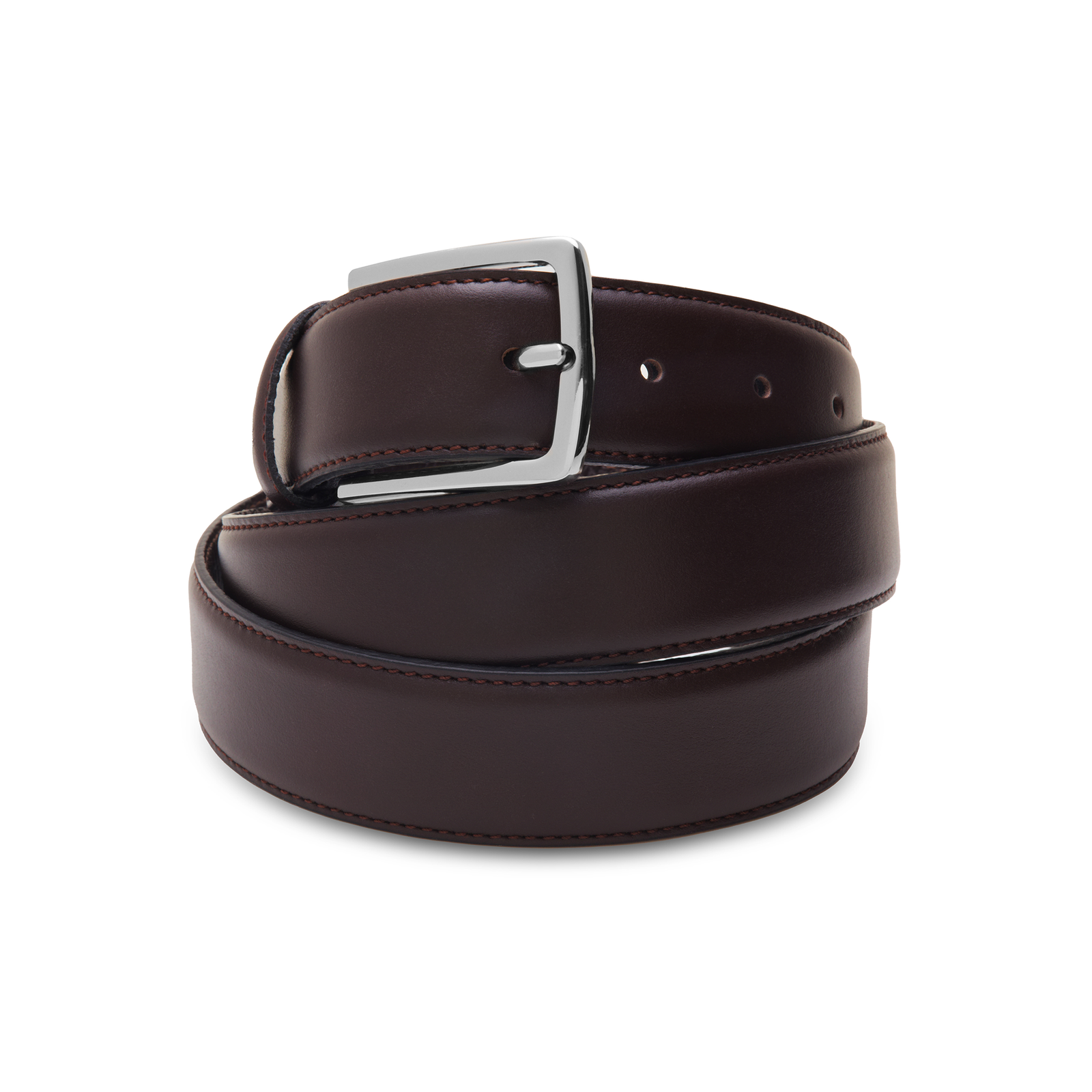 Marron Fonc Boucle Argent E Cuir De Veau