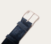 Ceinture 35mm velours Bleu boucle argent