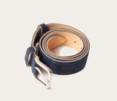 Ceinture 35mm velours Bleu boucle argent