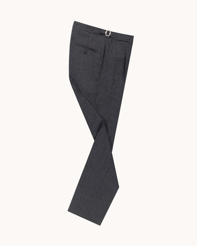 Single Pleat Trouser - Charcoal Tropical Wool