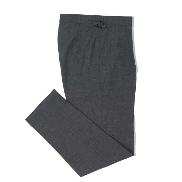 Pleat Front Trouser in Dark Grey High Twist Wool