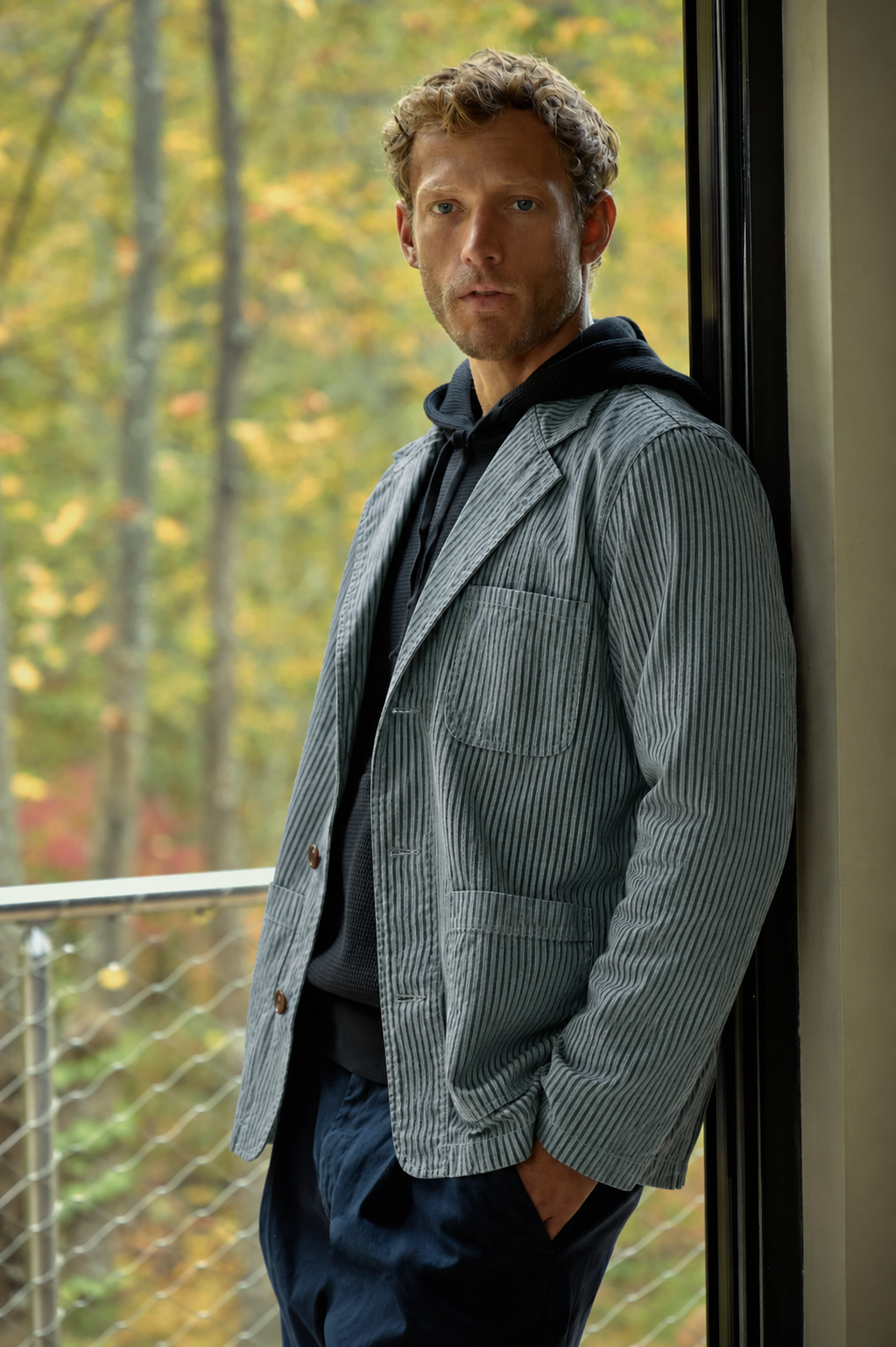 Cotton Hemp Stripe Blazer