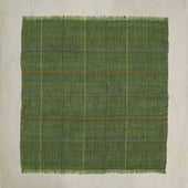 Check Cashmere Pocket Square In Green And Lilac