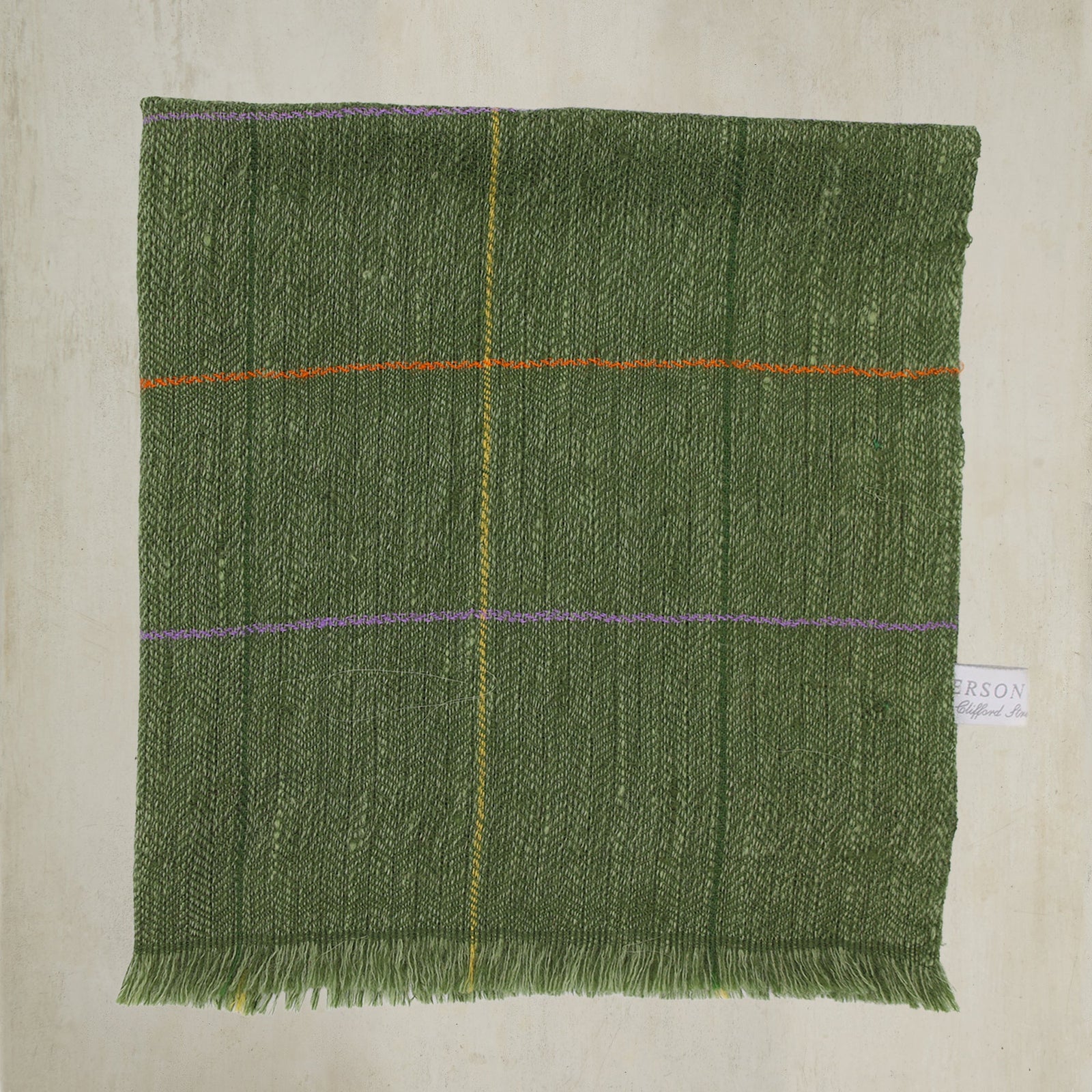 Check Cashmere Pocket Square In Green And Lilac
