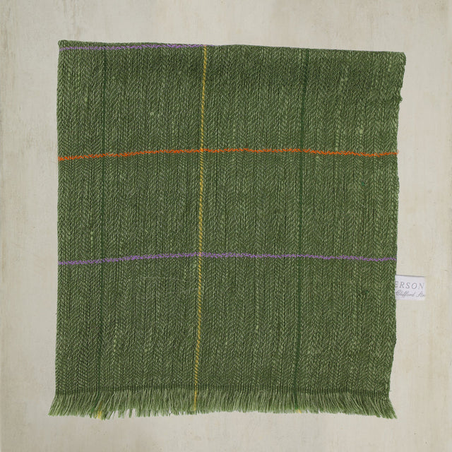Check Cashmere Pocket Square in Green and Lilac