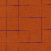 Check Cashmere Pocket Square in Rust and Blue