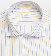 Chemise Fines Rayures Bleues Et Jaunes