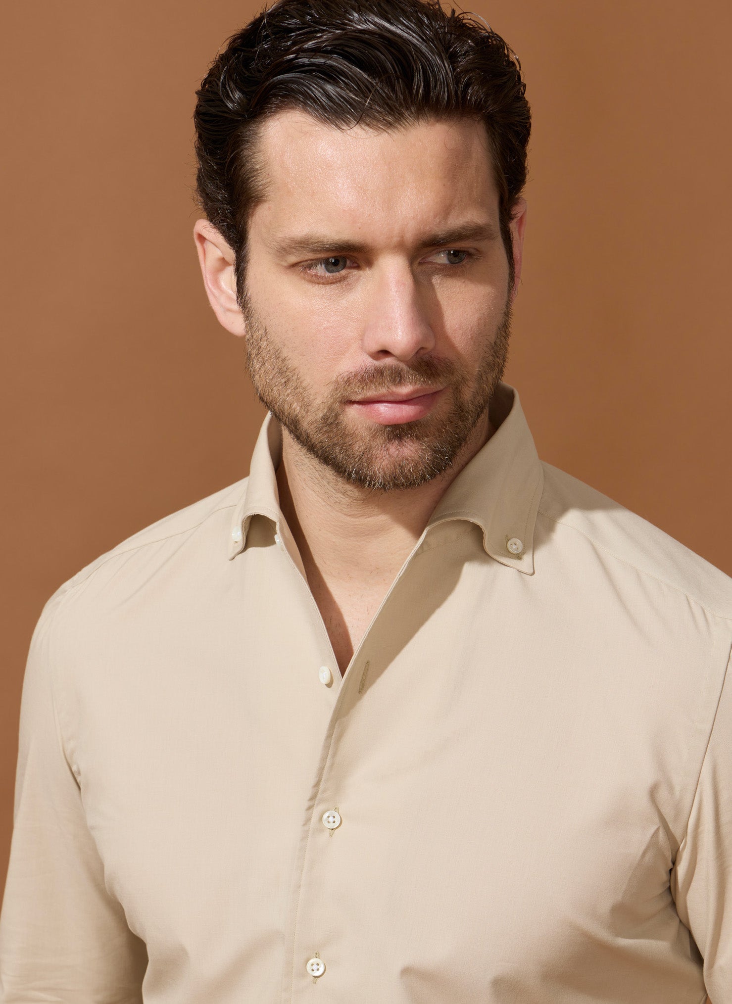 Chemise Beige En Coton Laine Cachemire