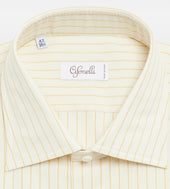 Chemise Beige En Coton Laine Cachemire Rayures Jaunes