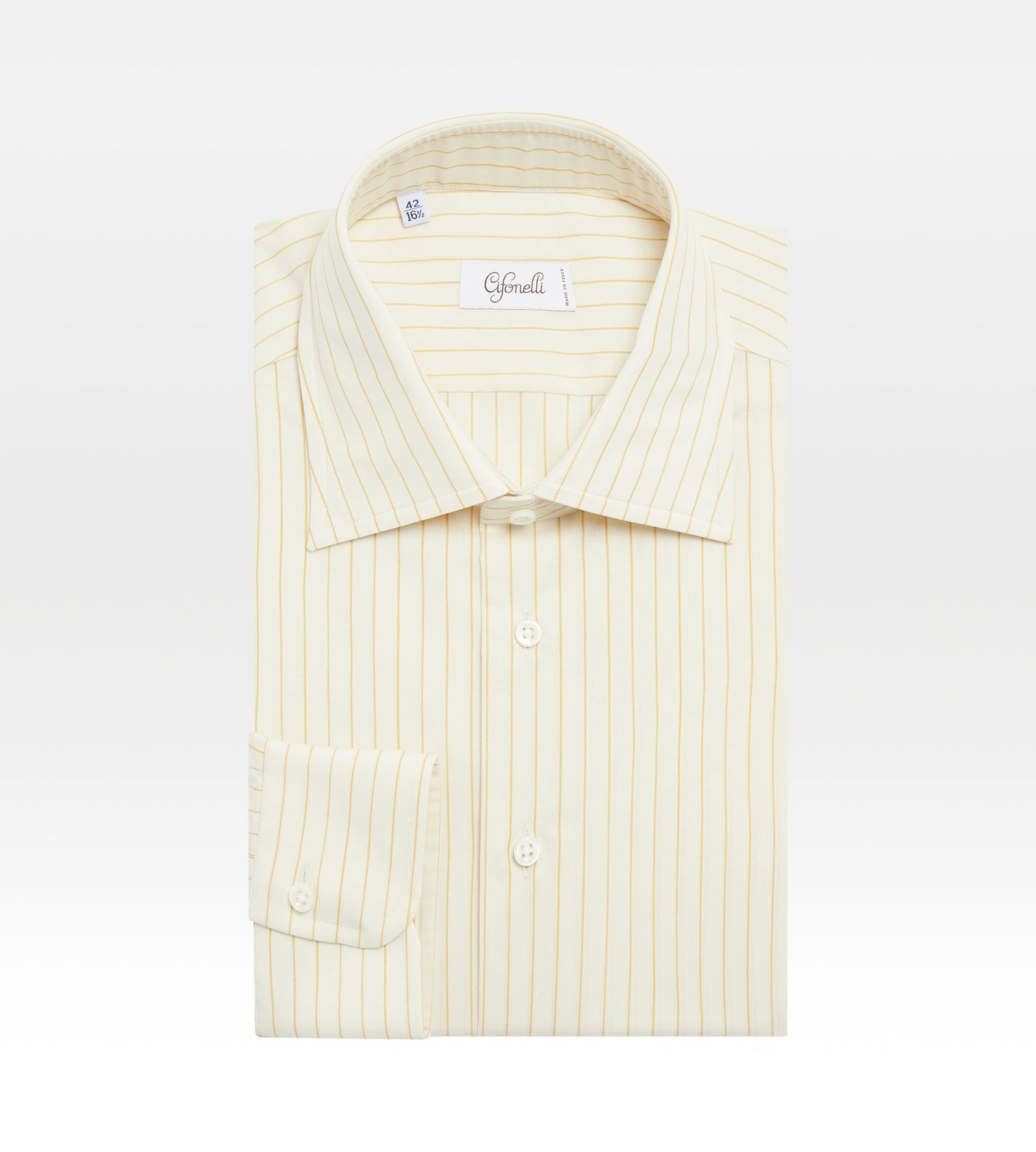 Chemise Beige En Coton Laine Cachemire Rayures Jaunes