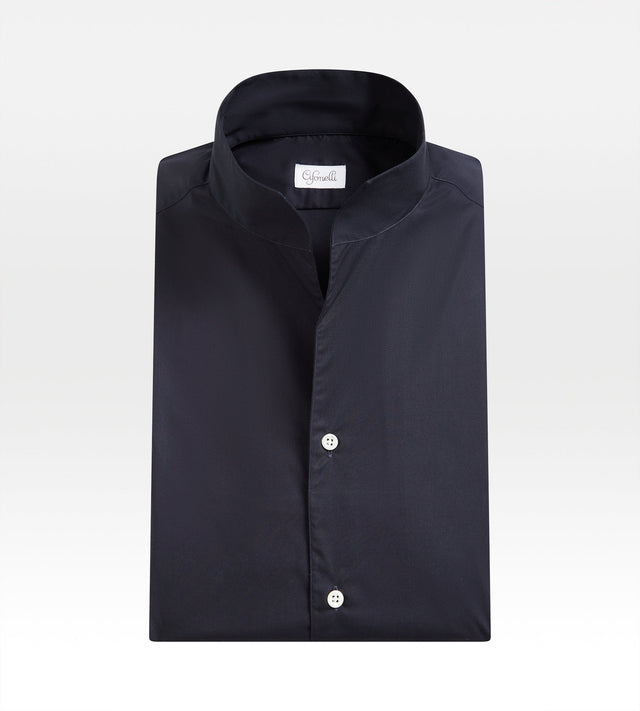Chemise bleue à col indien