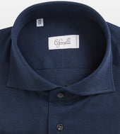Chemise Bleu Marine En Coton Piqu