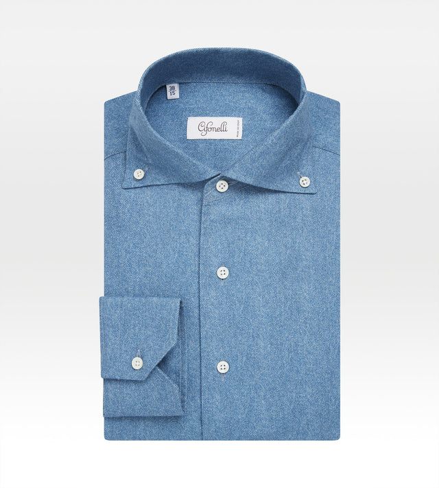 Chemise bleue en coton à motif chevrons