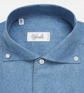 Chemise Bleue En Coton Motif Chevrons