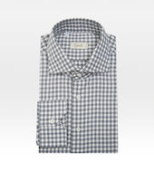 Chemise grise en coton à carreaux