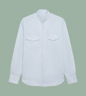 Chemise Col Indien Bleu Ciel En Lin M Lang