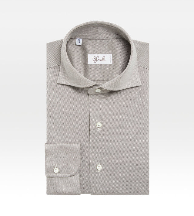 Chemise grise en coton piqué