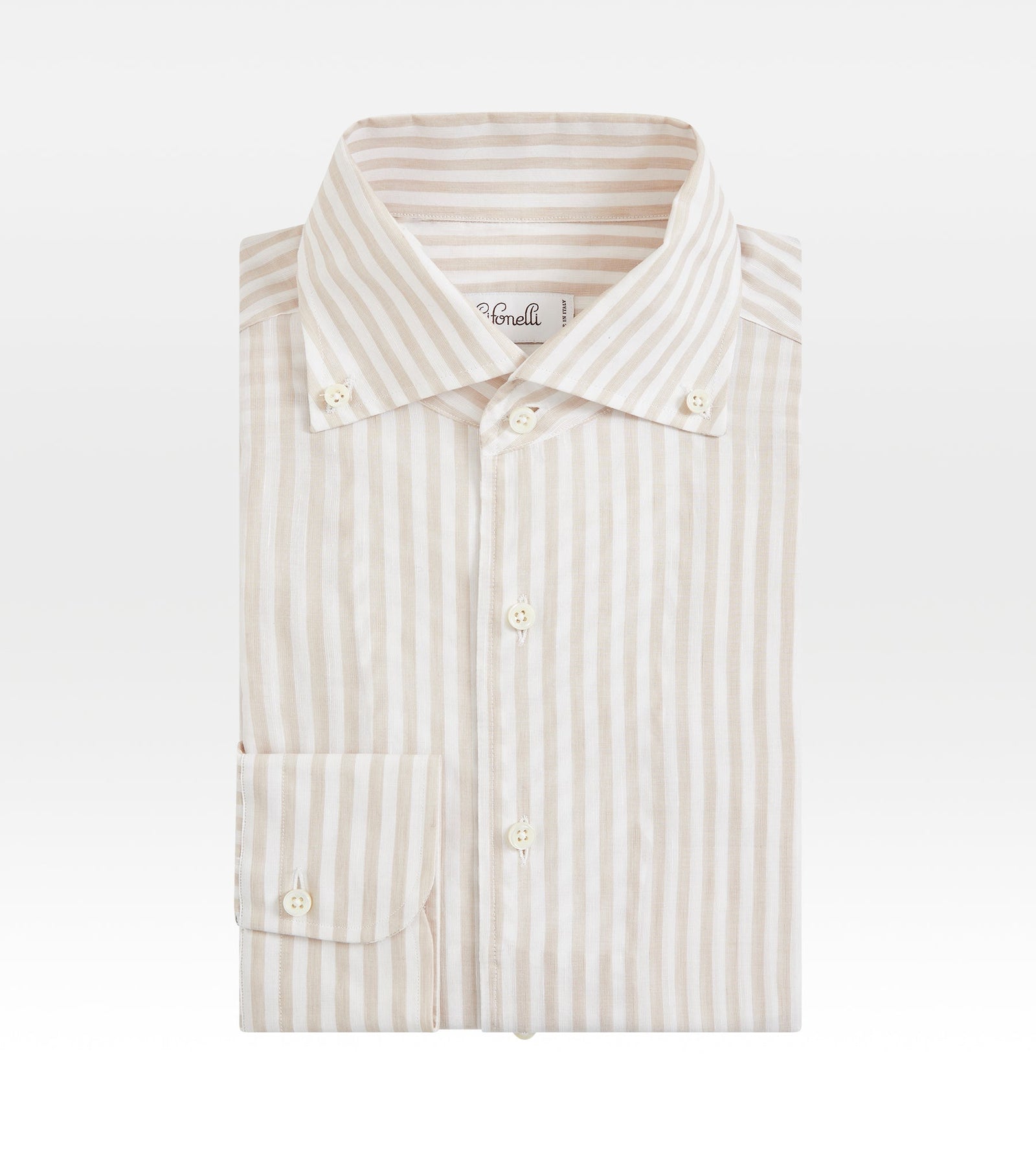 Chemise Beige En Lin Rayures