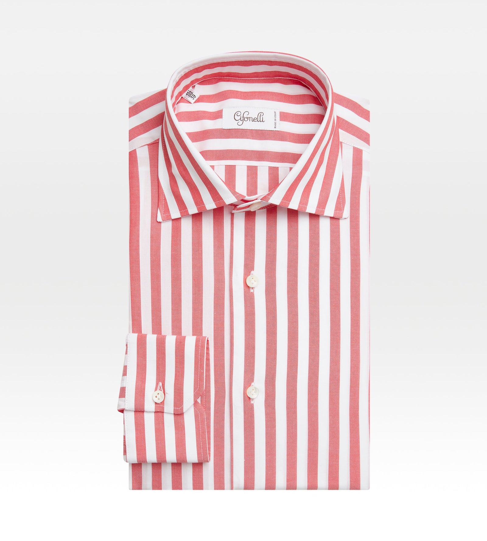 Chemise Blanche Rouge En Coton Rayures