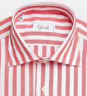 Chemise Blanche Rouge En Coton Rayures