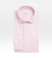 Chemise rose en coton piqué
