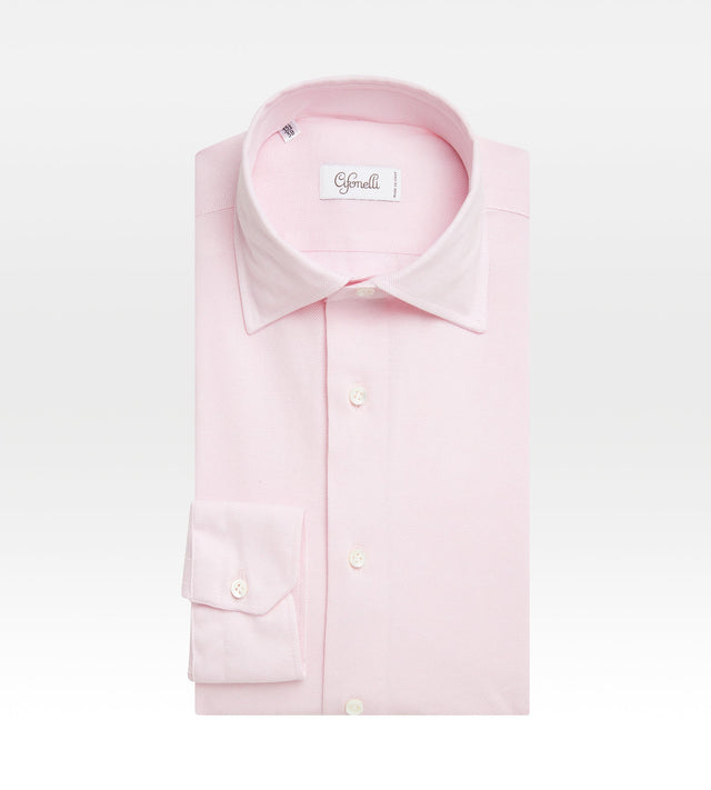 Chemise rose en coton piqué