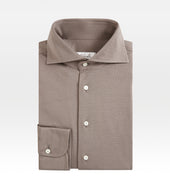 Chemise taupe en coton piqué