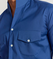 Chemise Bleu Cobalt Col Indien