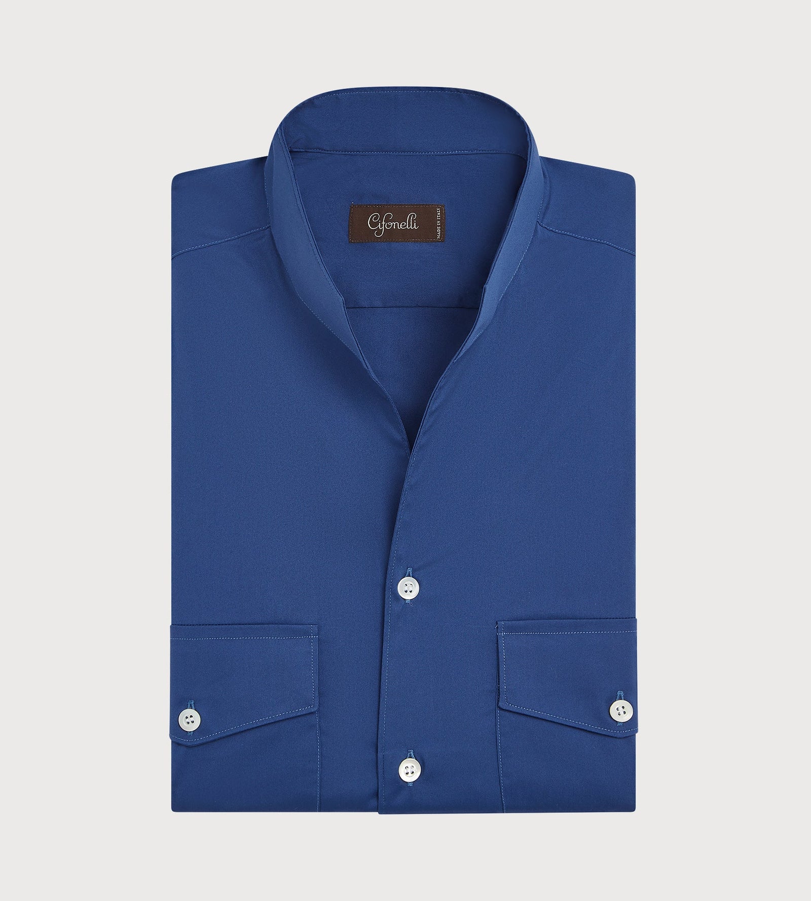 Chemise Bleu Cobalt Col Indien