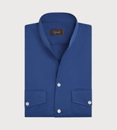 Chemise bleu cobalt à col indien