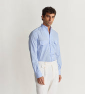 Chemise Bleu Ciel Ray E Col Indien