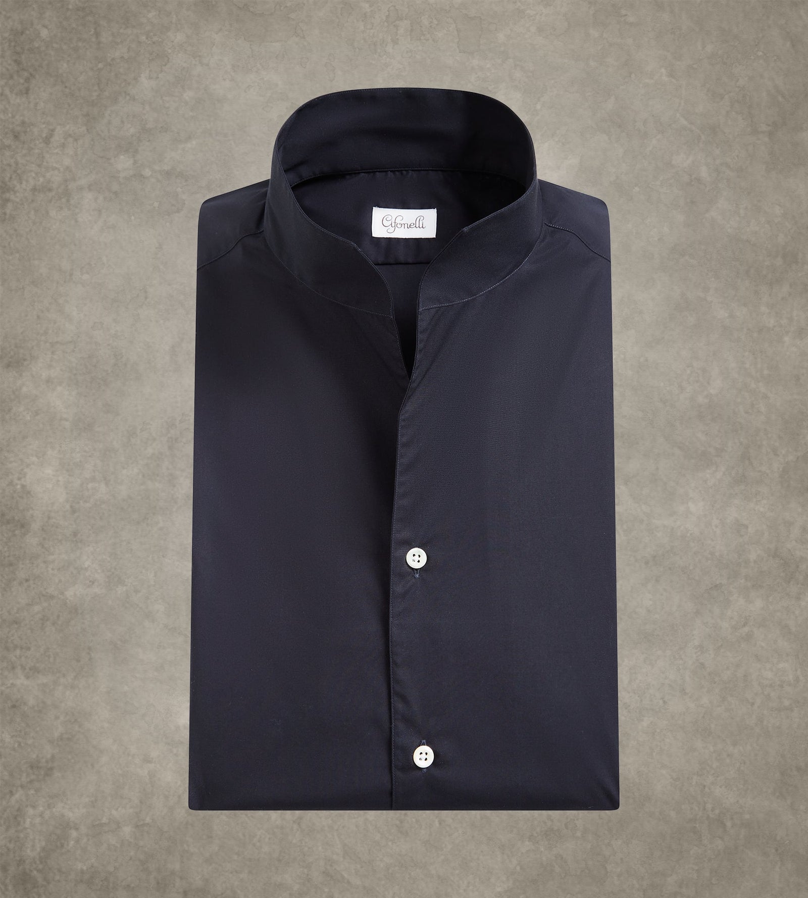 Chemise bleu foncé à col indien