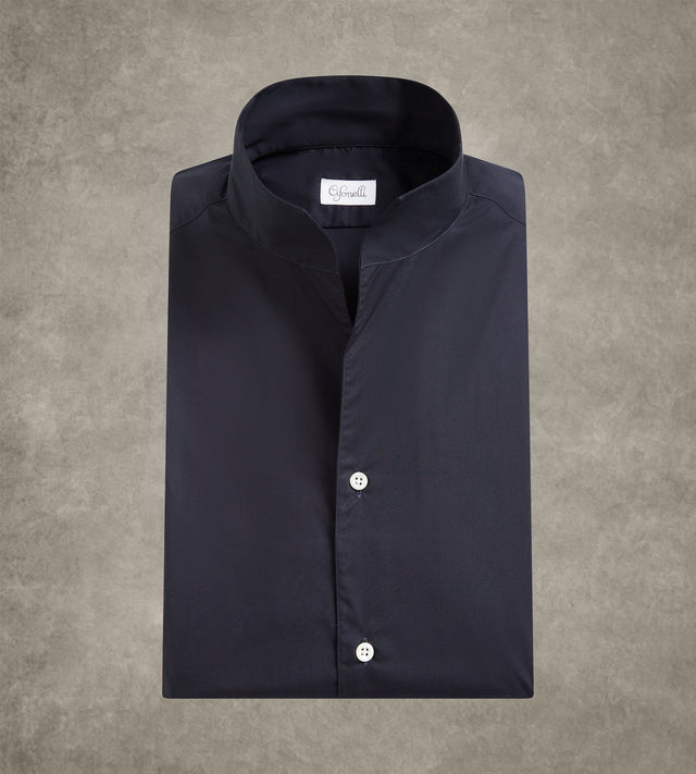 Chemise bleu foncé à col indien