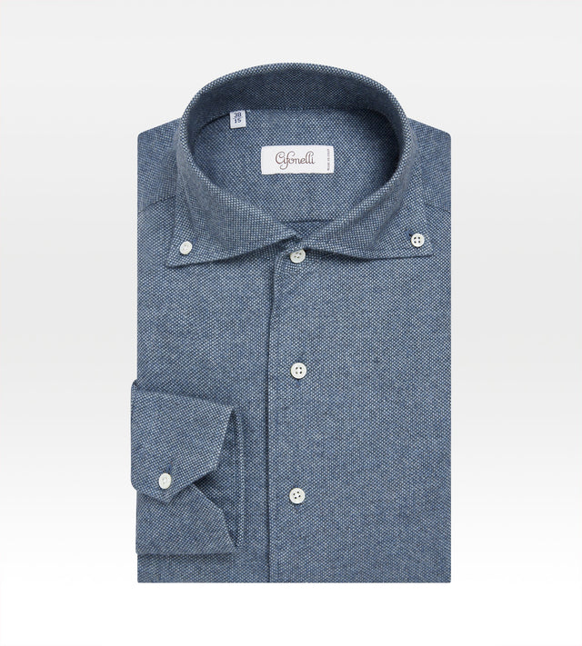 Chemise bleu foncé en coton piqué