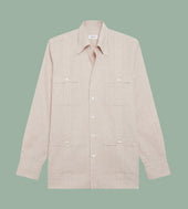 Chemise Guayabera Beige Clair En Lin