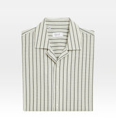 Chemise Kaki En Laine Manche Courte Rayures