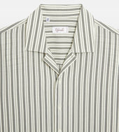 Chemise Kaki En Laine Manche Courte Rayures